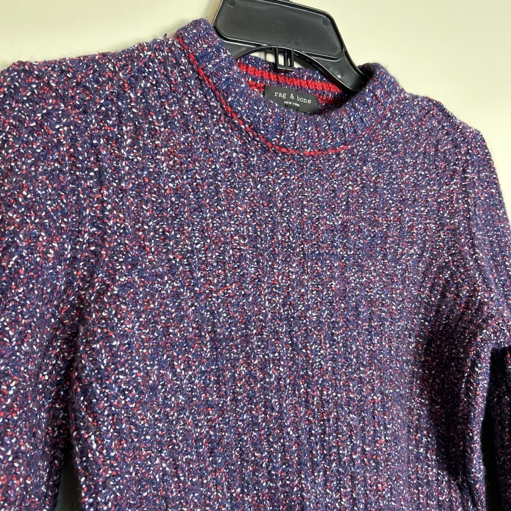 Rag & Bone purple mock neck Confetti Knit Sweater Cropped Size Small - Picture 4 of 9